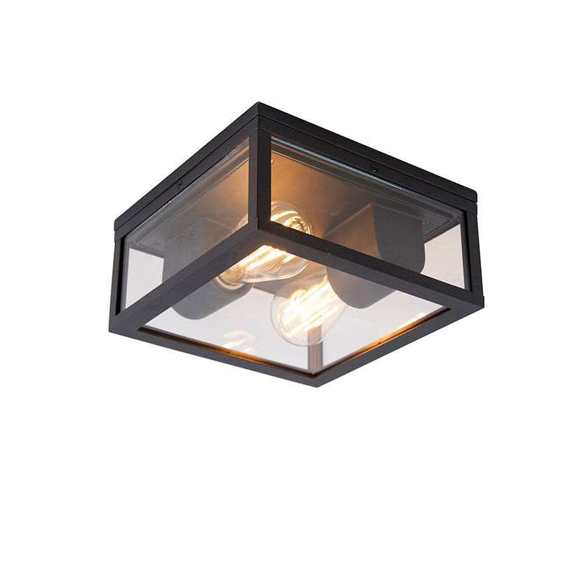 QAZQA Smart plafondlamp zwart IP44  2-lichts incl. Wifi ST64 -