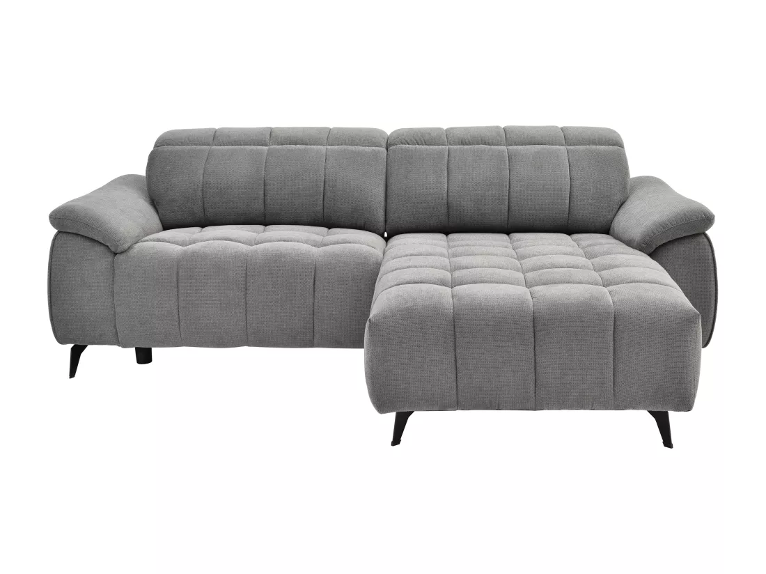 Canapé d'angle droit relax électrique en tissu texturé gris CELTIMO