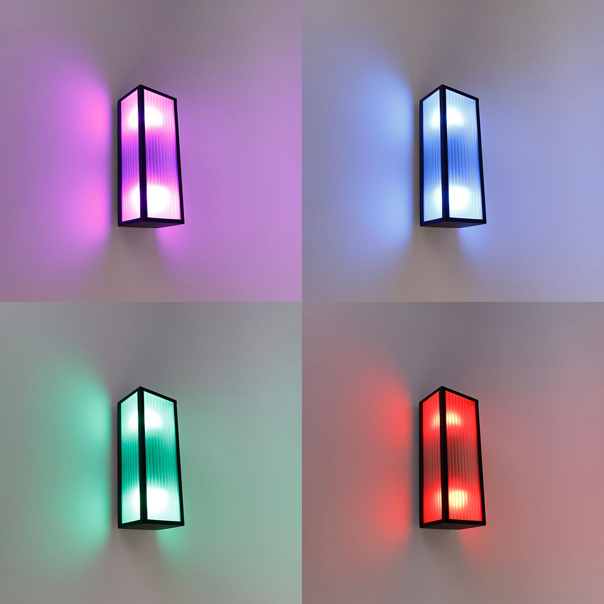 Smart buiten wandlamp zwart met ribbel glas incl. 2 Wifi A60 - Charlois