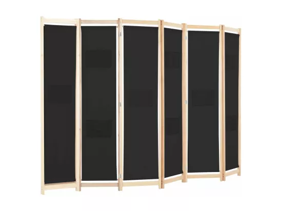 Cloison de séparation 6 panneaux Noir 240 x 170 x 4 cm Tissu