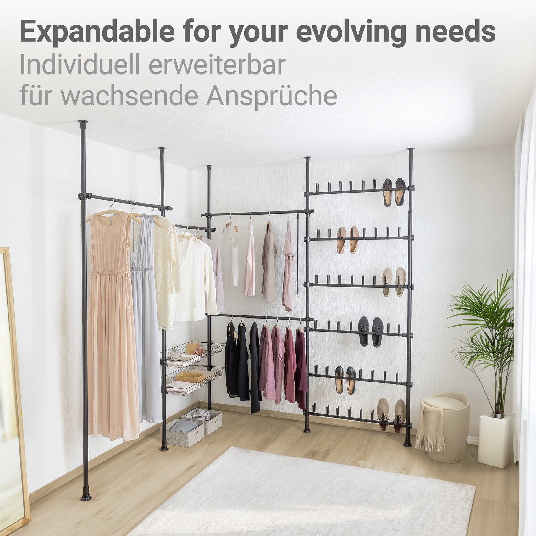WENKO Teleskopregal »Modell Herkules Basic« Kleiderstangen zum Klemmen ohne Bohren, verstellbar in Höhe & Breite