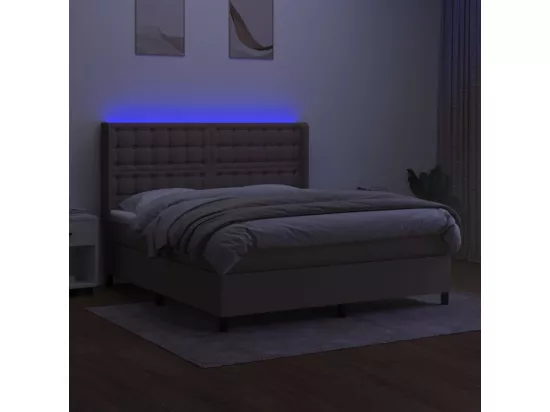 Sommier tapissier avec matelas et LED Taupe 160x200 cm Tissu