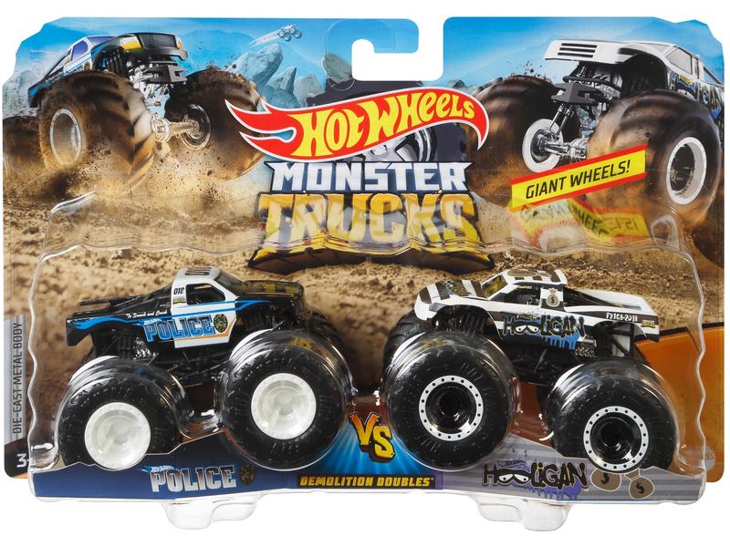 Hot Wheels Monster Trucks 1:64 Die-Cast 2er-Pack Spielzeug-Truck zum Sammeln mit grossen Rädern