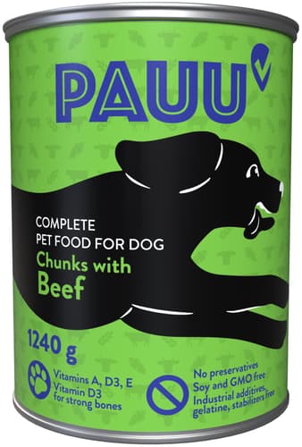 Pauu Hundefutter mit Rind in Sauce