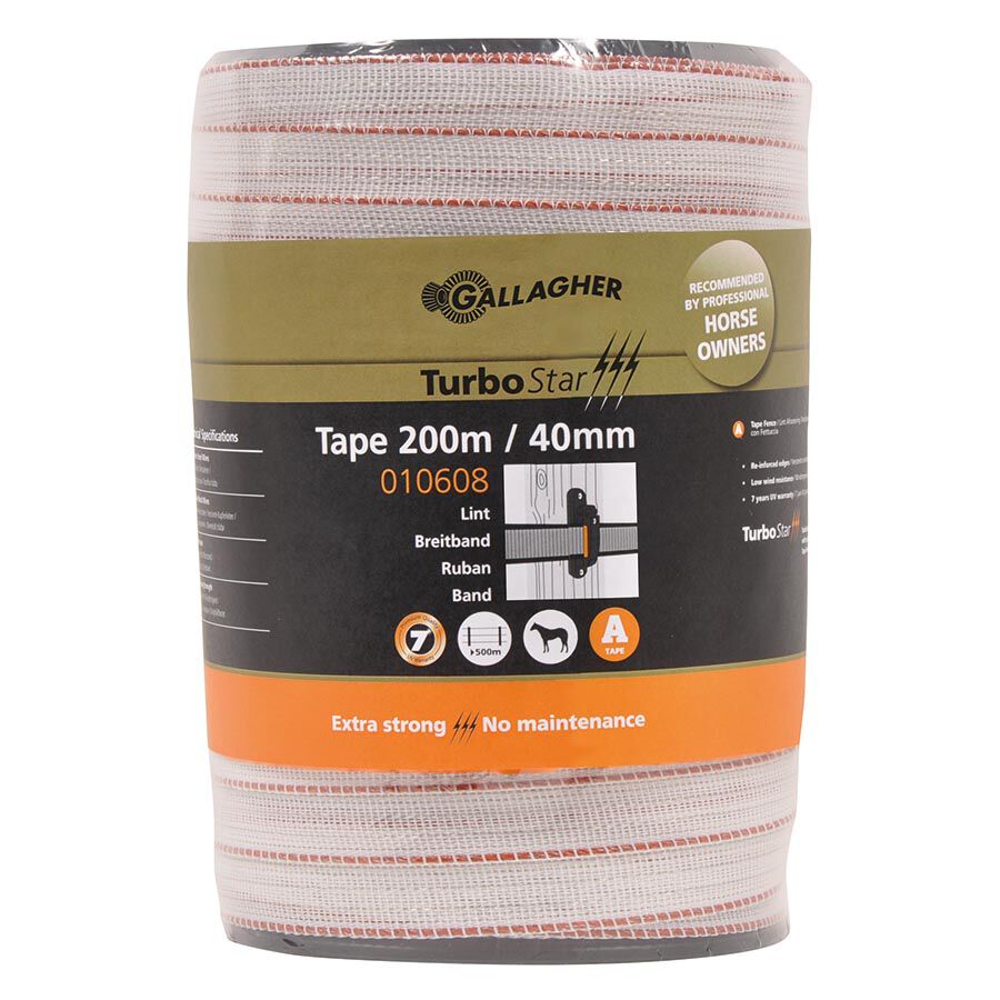 Gallagher Turbostar lint 40 mm - 32 cm - 200 Meter - Wit - 22 cm - 20000 cm