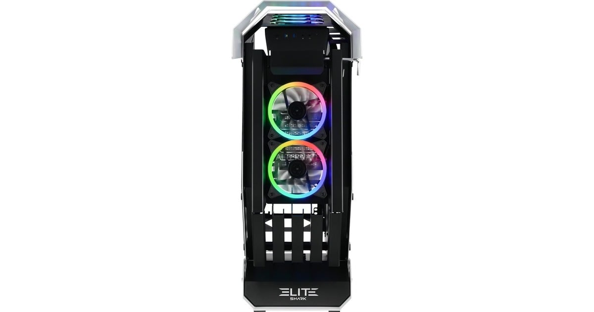 SharkoonELITE SHARK CA700 midi tower behuizing  (Zwart/wit | 2x USB-A | 1x USB-C | Tempered Glass)