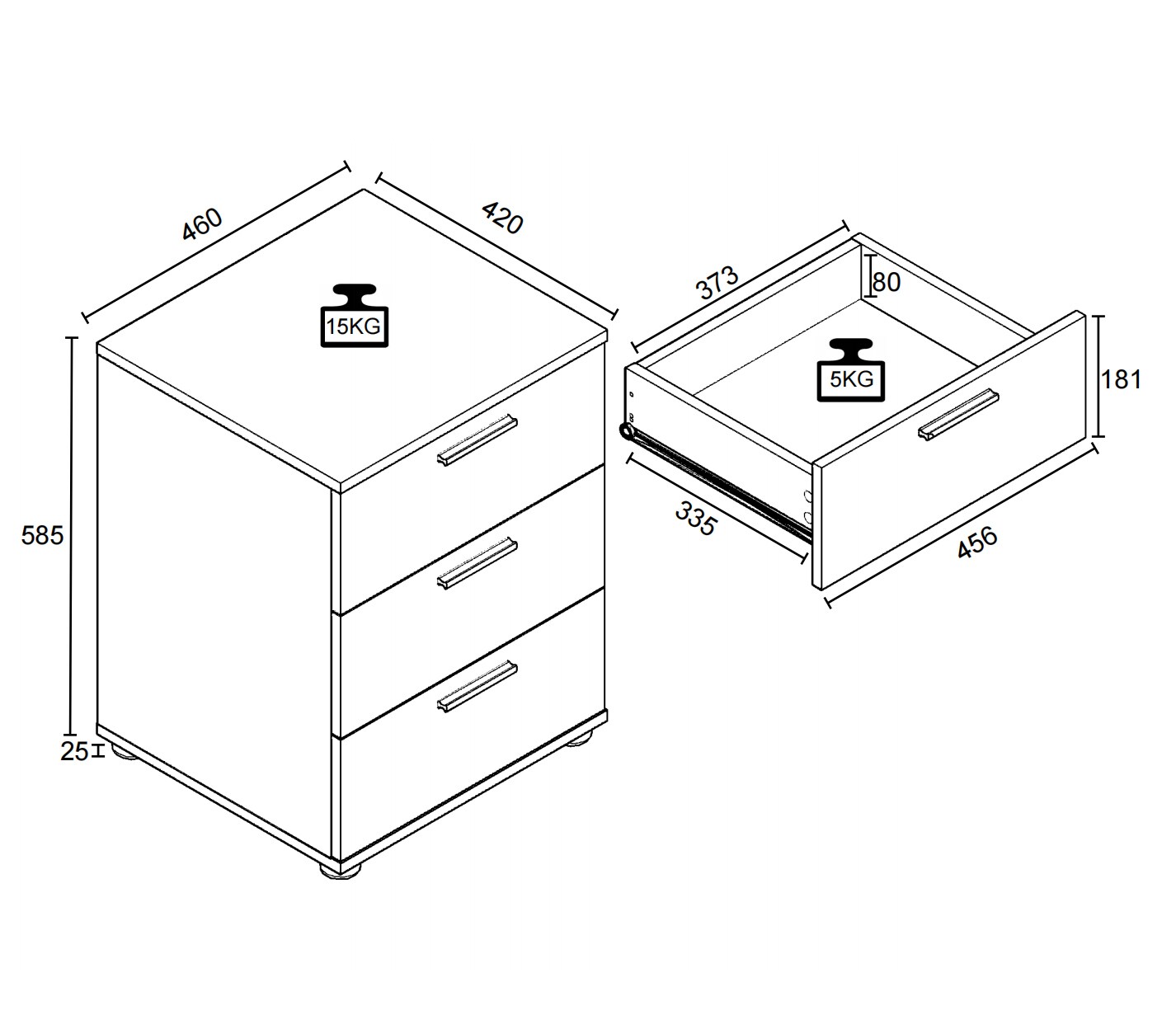 VCM Holz Nachtschrank Beistelltisch Schublade Konsole Nachttisch Testalo