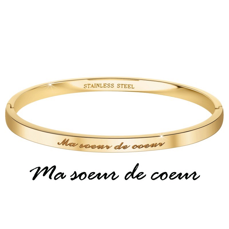 Ma soeur de coeur - Bracelet SC Crystal en acier en Acier Finement doré
