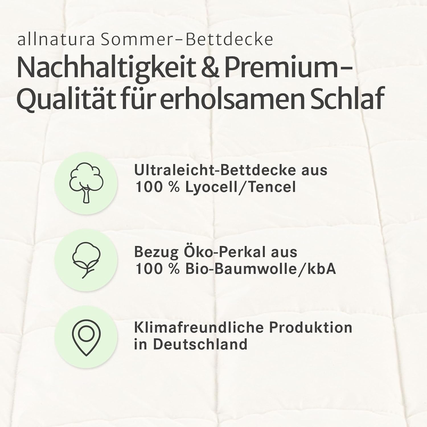 allnatura Lyovita Lyocell leicht-Bettdecke 135x200 cm – atmungsaktive Bettdecke für milde Nächte – Feuchtigkeitsregulierende Steppdecke 100% Lyocell/Tencel – Allergikerfreundlich & waschbar