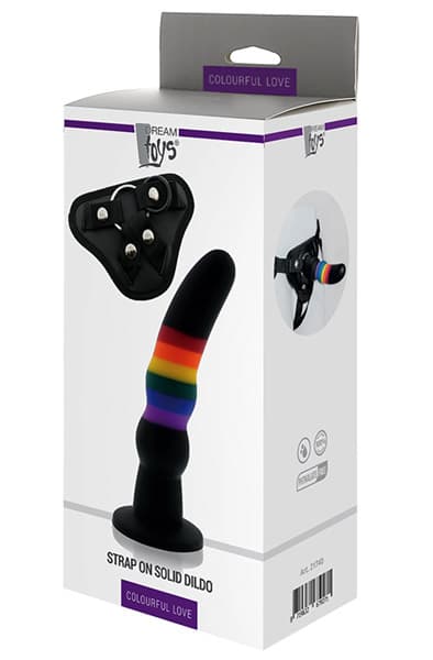 Colourful Love Strap On Solid Dildo 17 cm Strap-on med sele