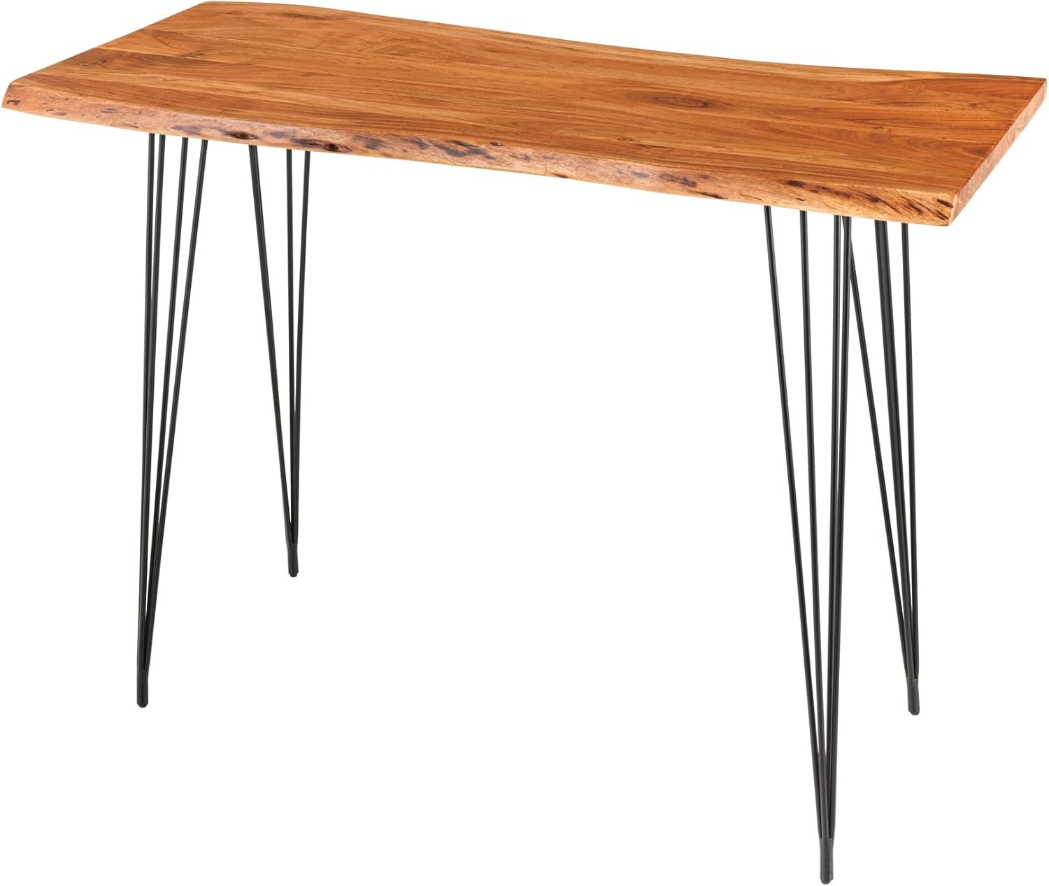 Riess Ambiente Massivholz Bartisch Mammut 140cm Natur Akazie Baumkante Metall schwarz Hairpin Legs Küchentisch Küchentresen rechteckiger Stehtisch