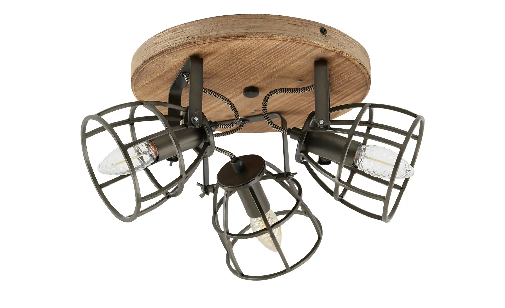Deckenleuchte, 3-flammig, Holz/Metall