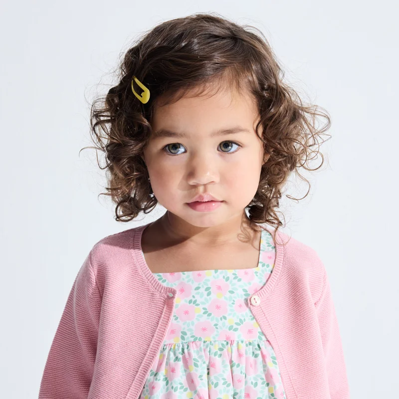 Gilet boléro court maille tricot rose bébé fille Rose