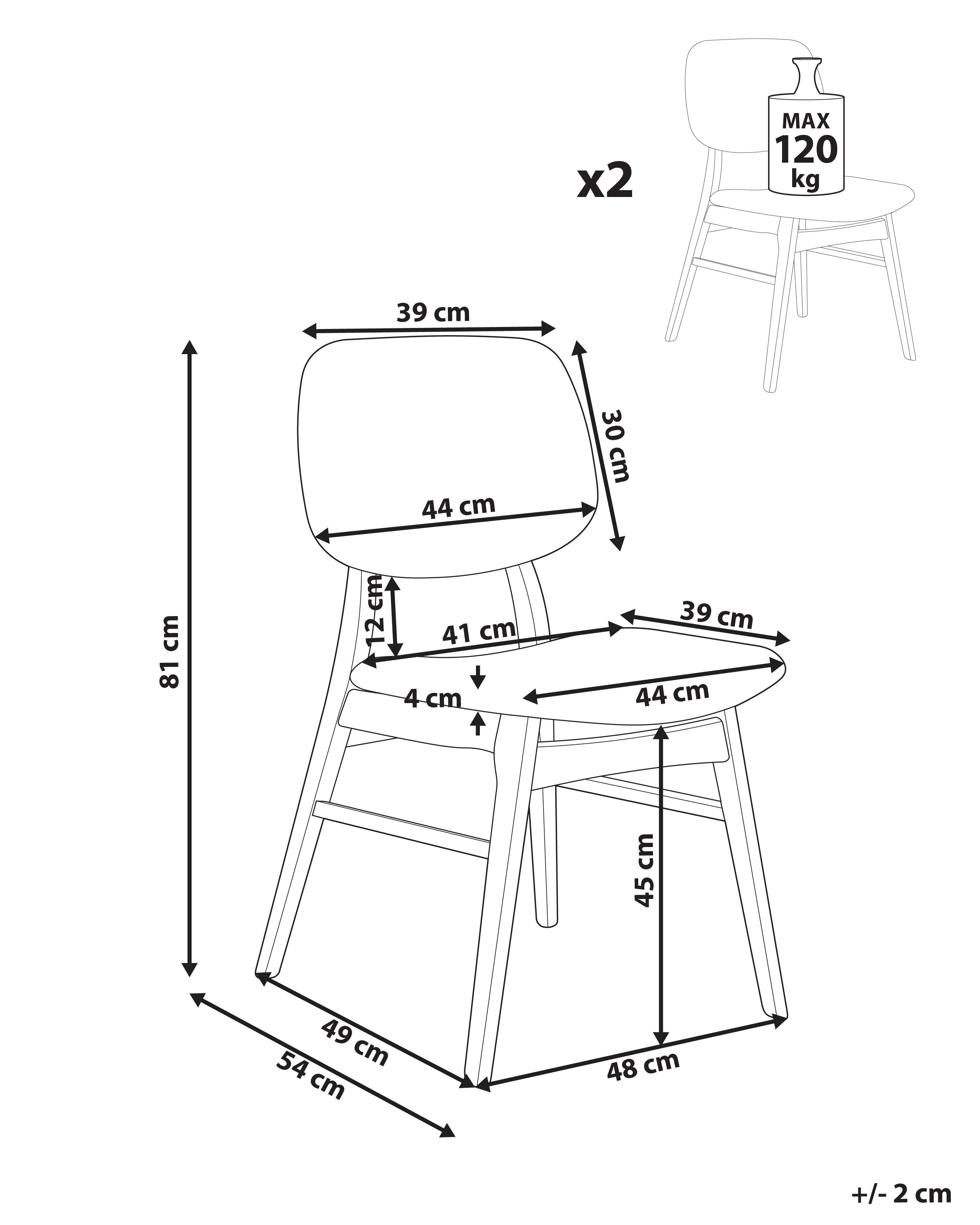 Set van 2 eetkamerstoelen ELAINE Hout Lichtbruin/beige