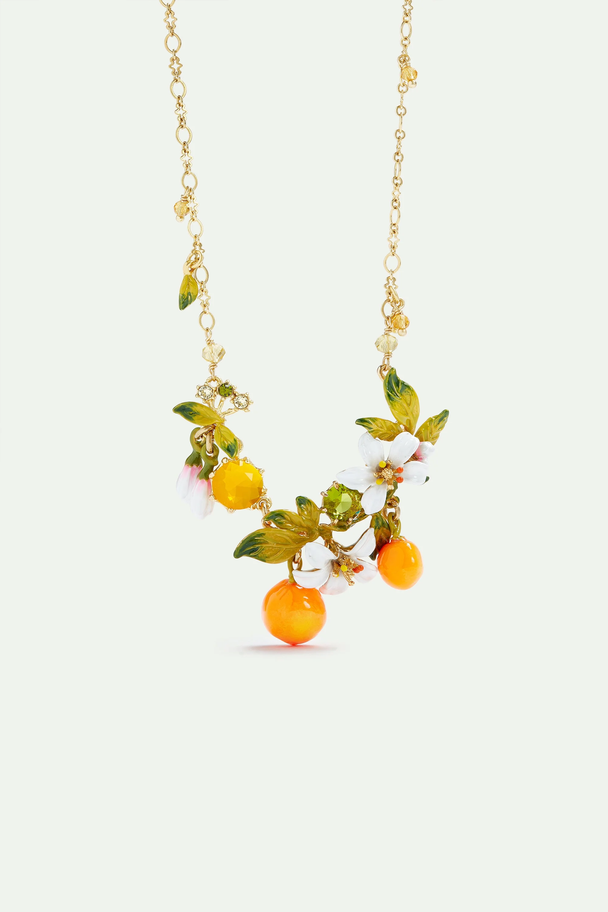 Collier plastron fleurs d'oranger et oranges | Orange