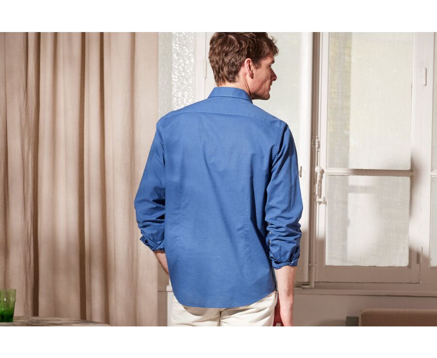 Chemise coton lin indigo unie - SILBERT