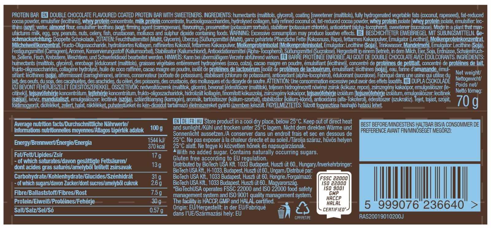Barra de proteína Biotech USA 35 gramas