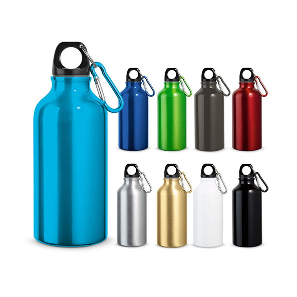 hi!dea 94601 - Bouteille de sport 400mL en aluminium avec mousqueton