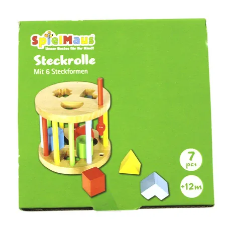 SpielMaus Steckbox, Holz, rund, 6 Steine