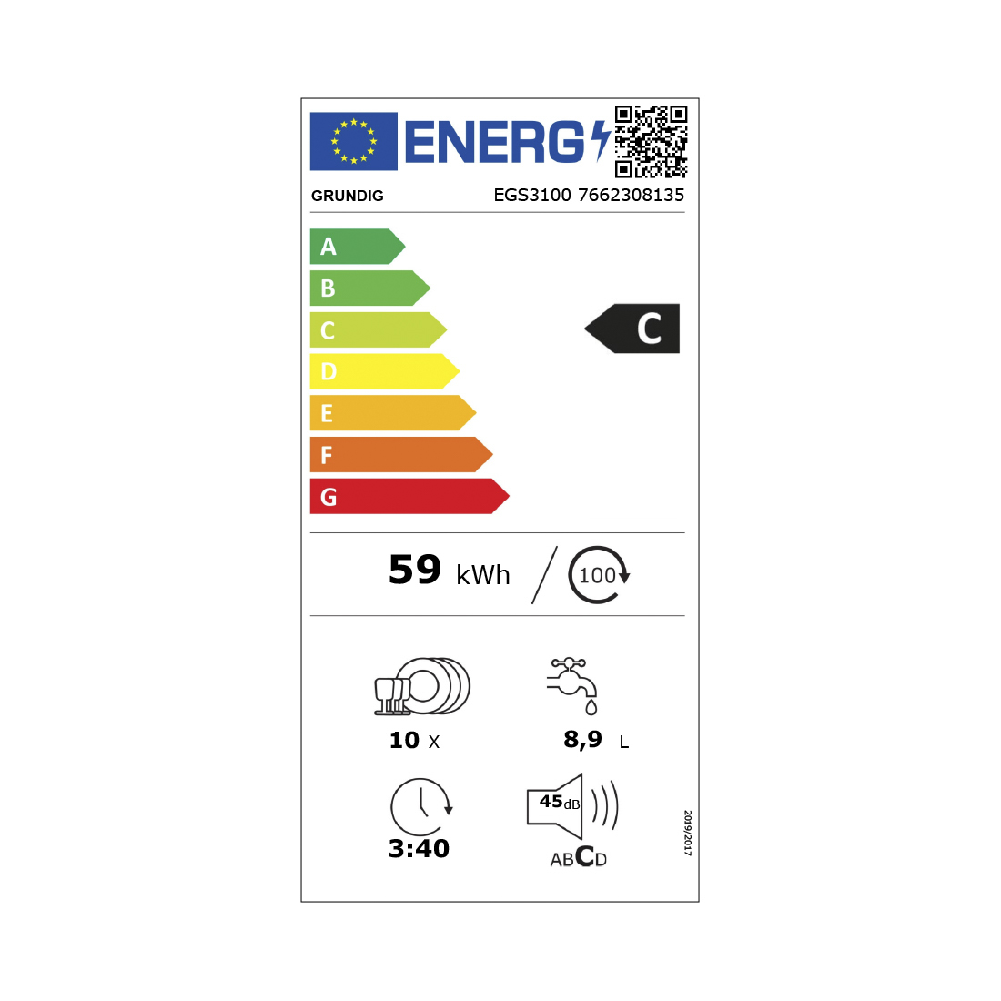 Grundig EGS3100 Geschirrspüler vollintegriert 45cm