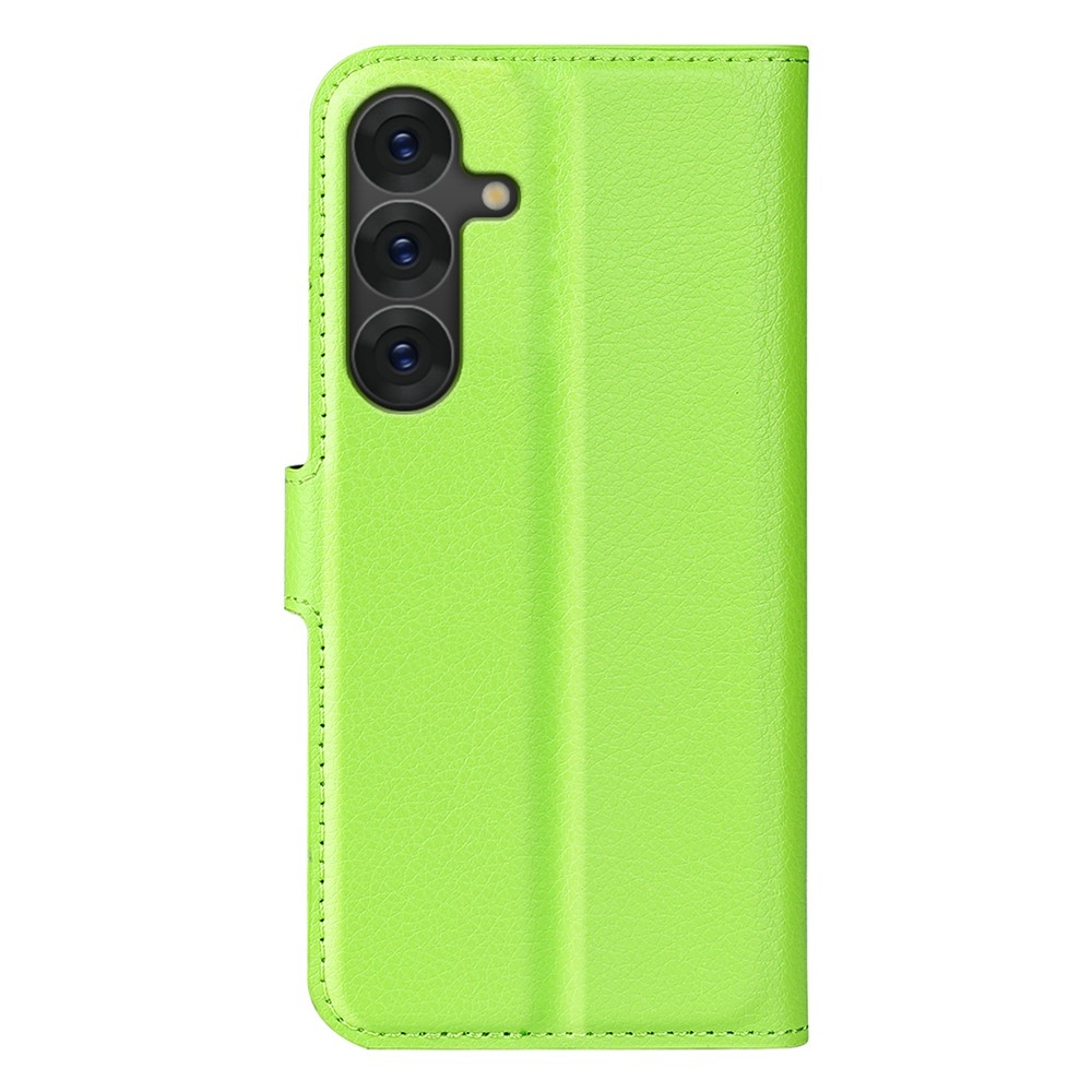 Samsung Galaxy S25 Leder Tasche Flip Cover Litchi Look - Grün