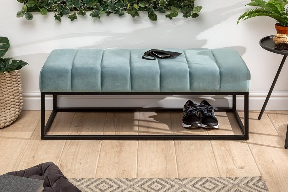 Riess Ambiente Moderne Sitzbank Petit BEAUTÉ - 110cm - Mint Samt - schwarzes Gestell