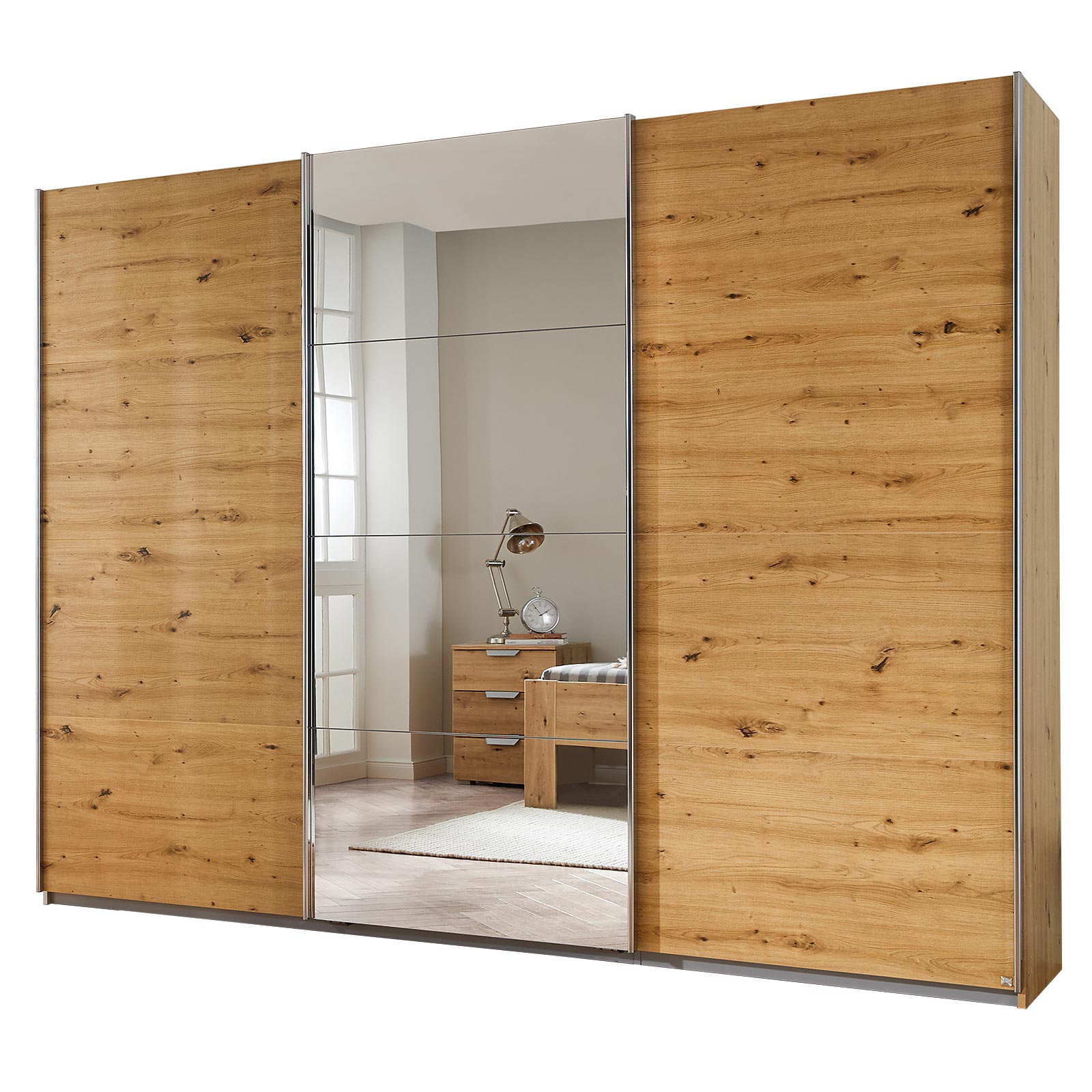 Schwebetürenschrank - Eiche Artisan - 271 cm