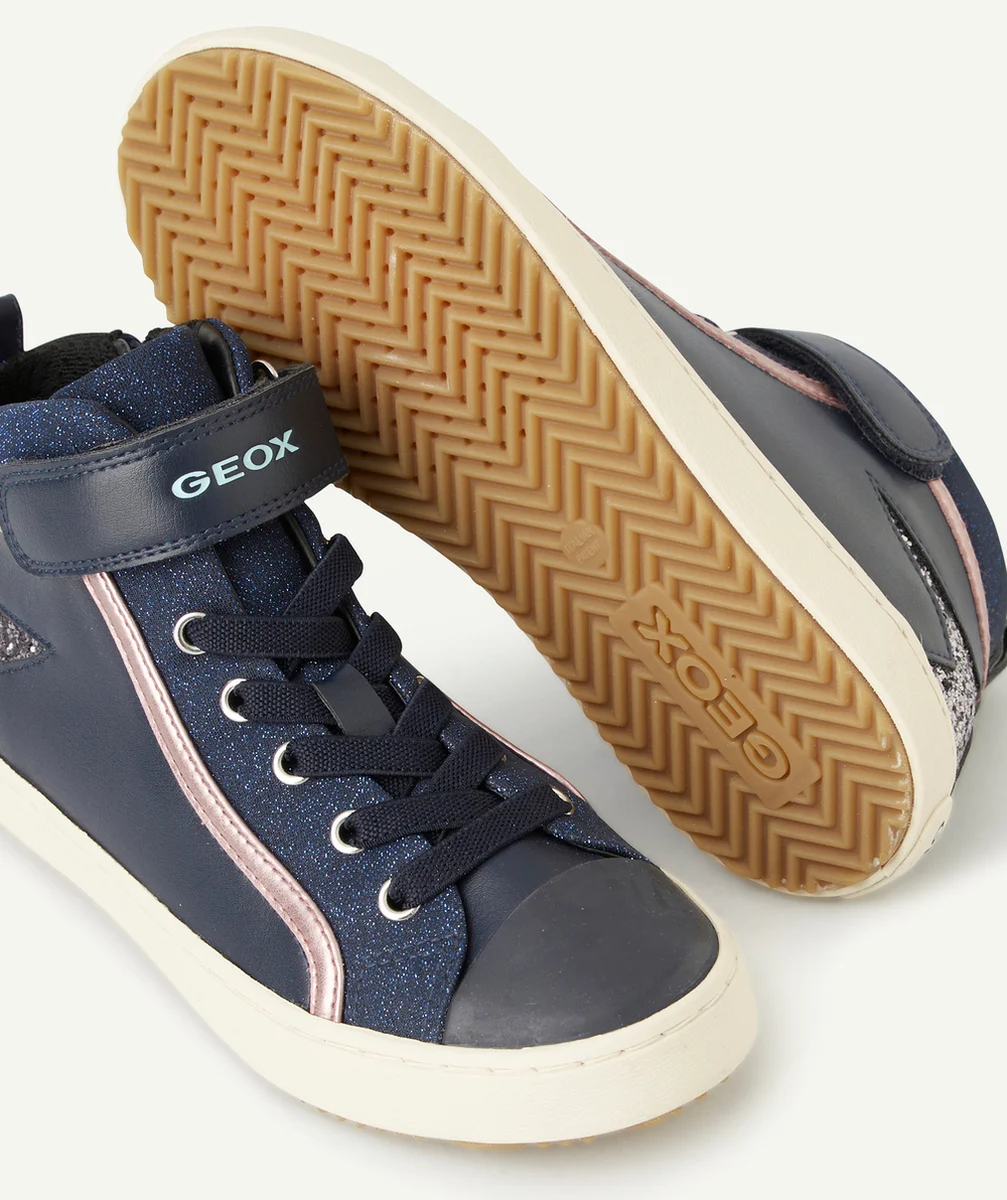 GEOXBASKETS MONTANTES KALISPERA FILLE BLEU MARINE ET COULEUR ARGENTÉE