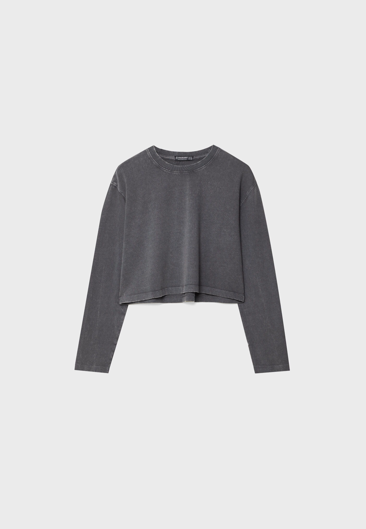 Camiseta cropped de algodão com efeito desbotado