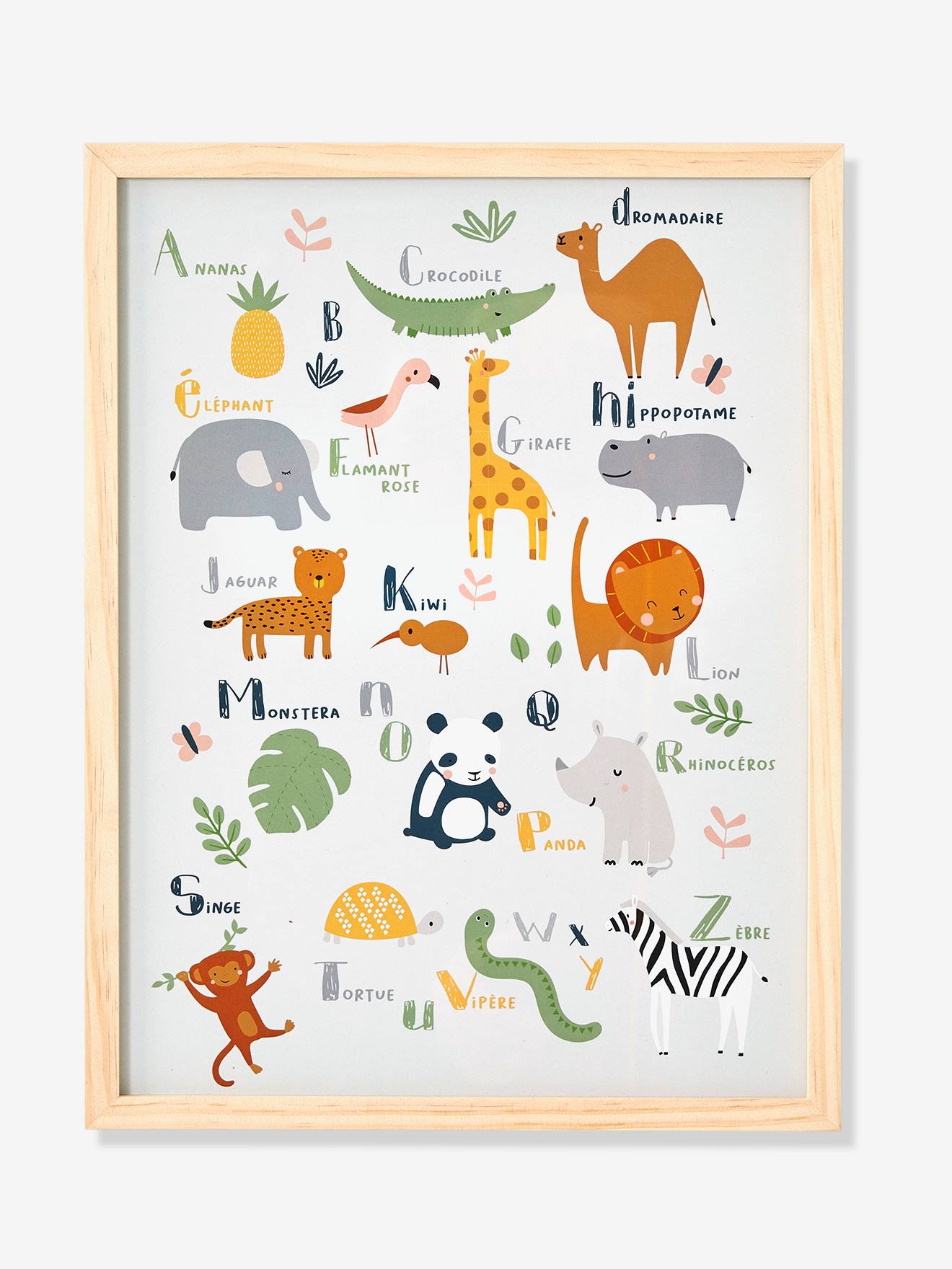 Moldura + pôster Alphabet Jungle bege escuro bicolor/multicolorido