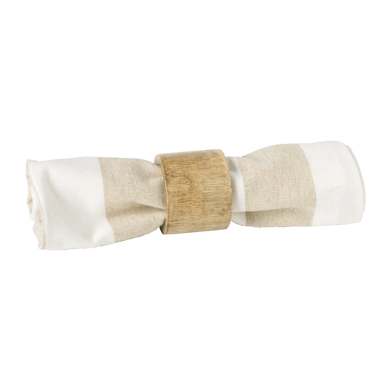 Servet gestreept - wit/beige - set van 2 - 40x40 cm