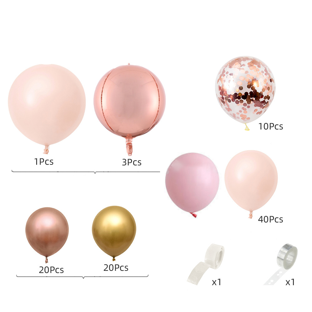 (96-tlg. Set) Party Ballons Vintage Luftballons mit Konfetti - Rosa / Gold