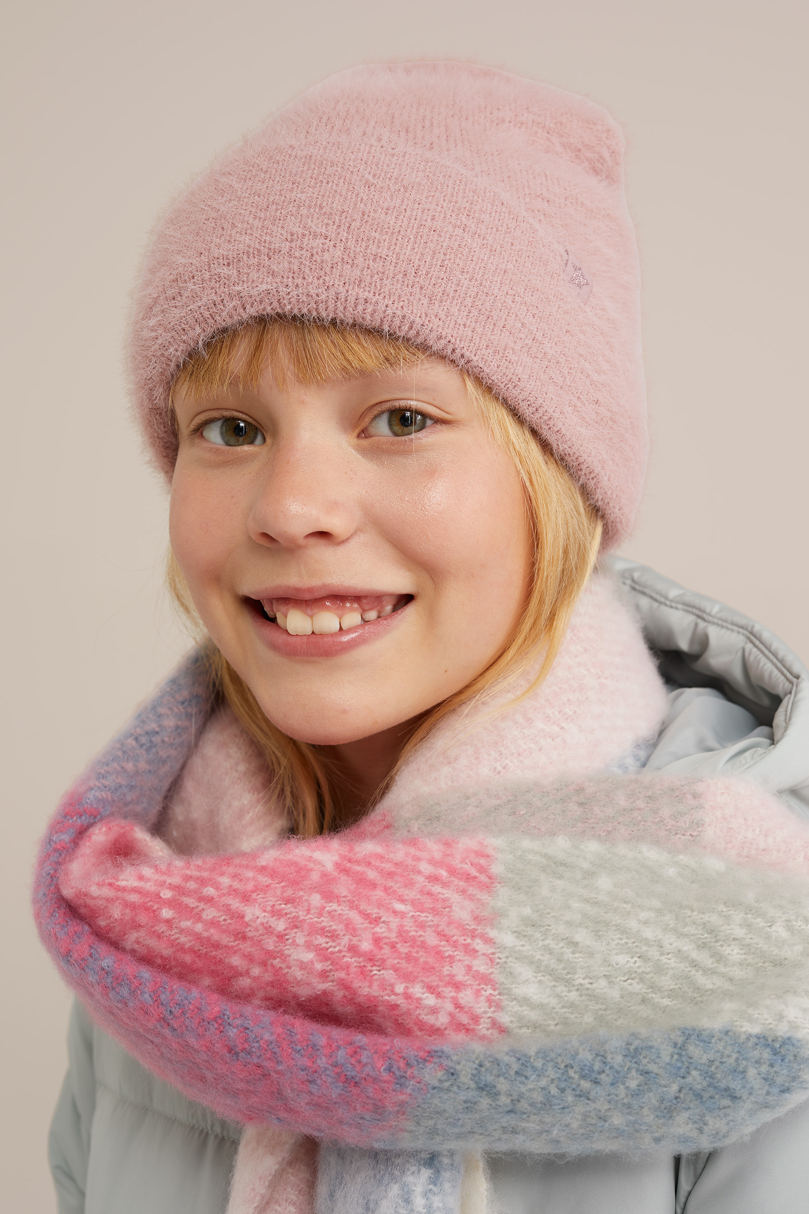 Meisjes beanie WE Fashion Lichtroze