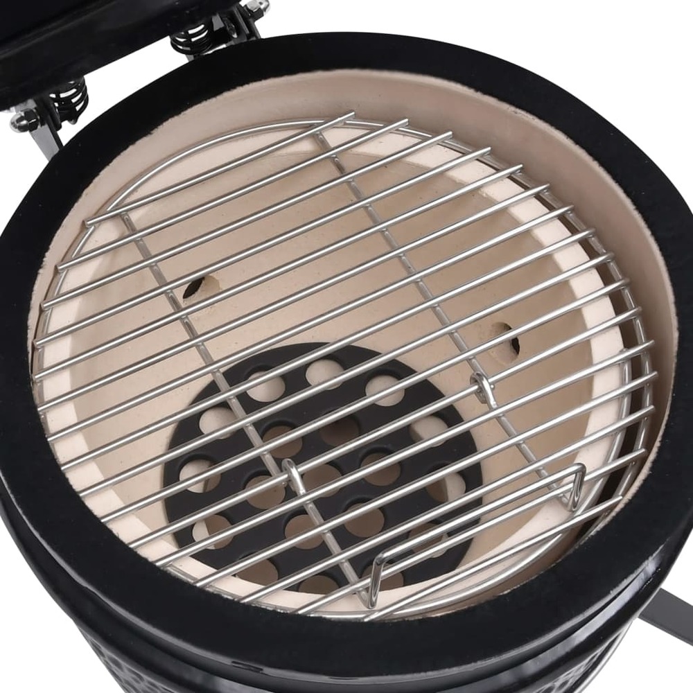 Barbecue à fumoir kamado 2-en-1 céramique 56 cm noir