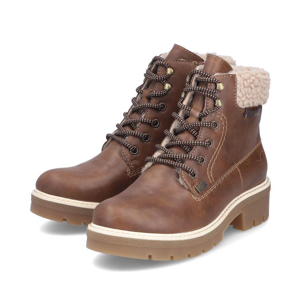 Rieker Damen-TEX-Schnürstiefelette Kastanien-Braun