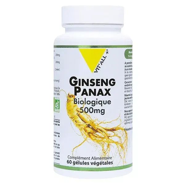 Vit'all+ Ginseng Panax Orgânico 500mg 60 Cápsulas Vegetais