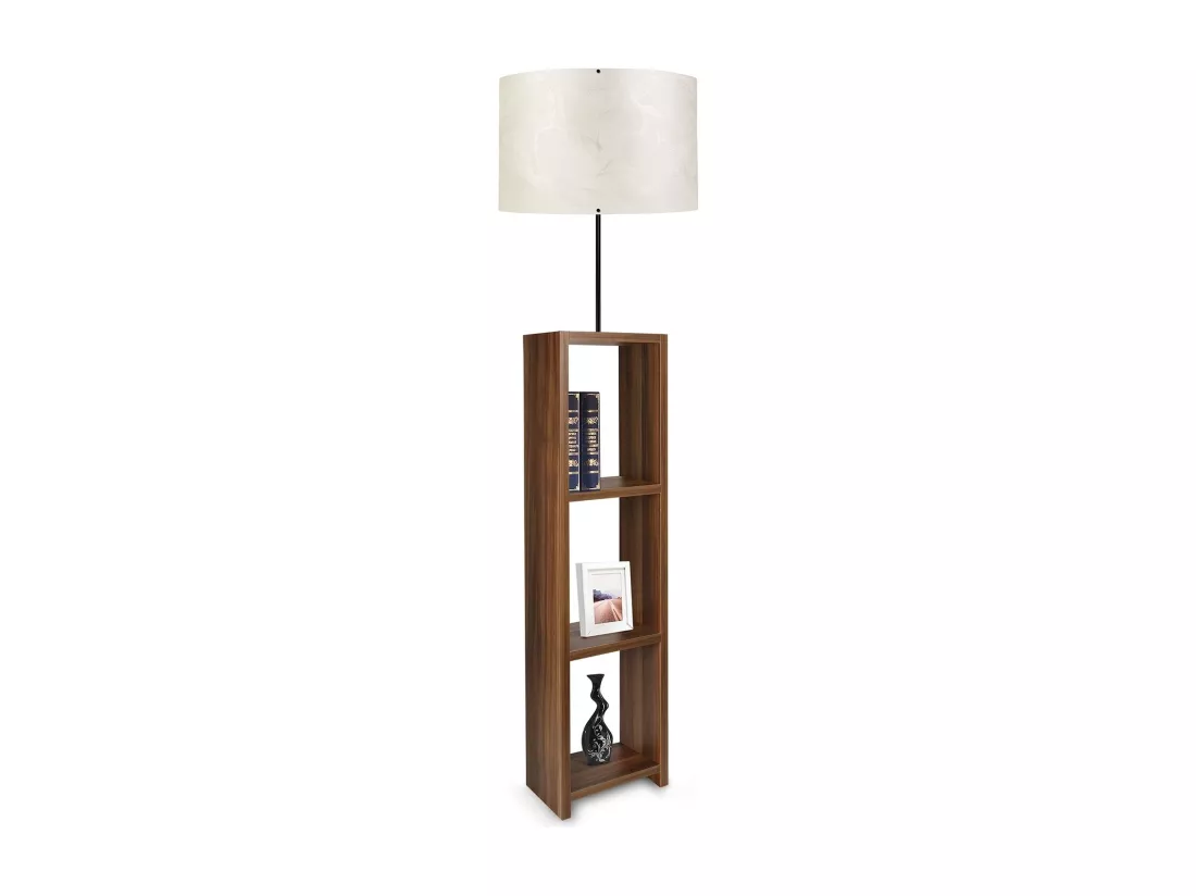 Lampe en noyer, noyer avec écran 100% MDF, glos blanc
