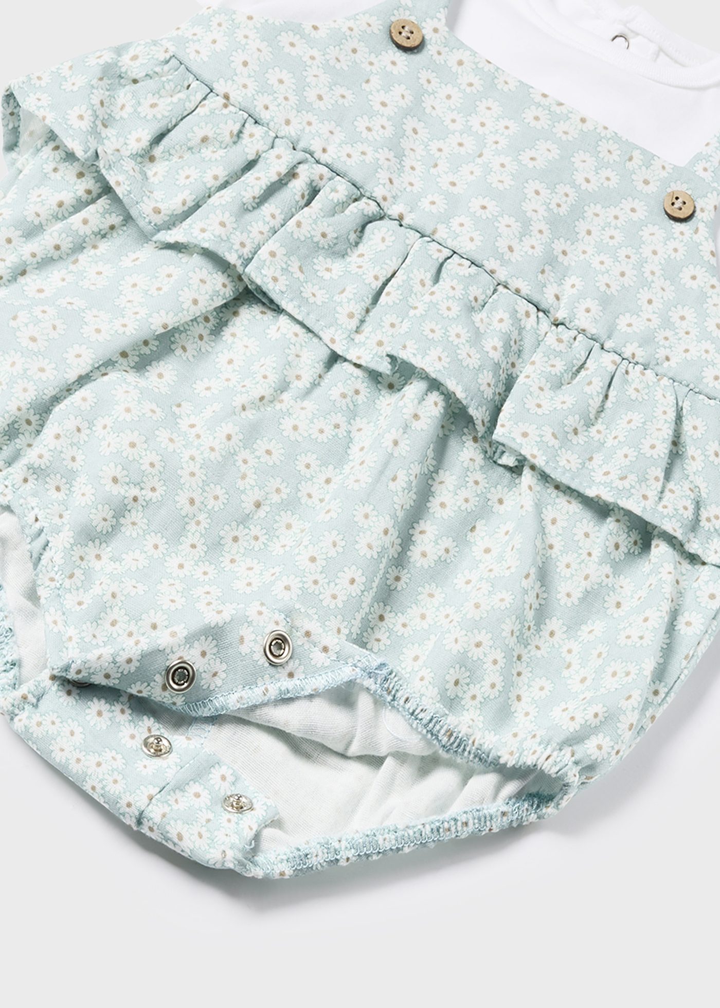 Macacão infantil Better Cotton Jade com gorro.