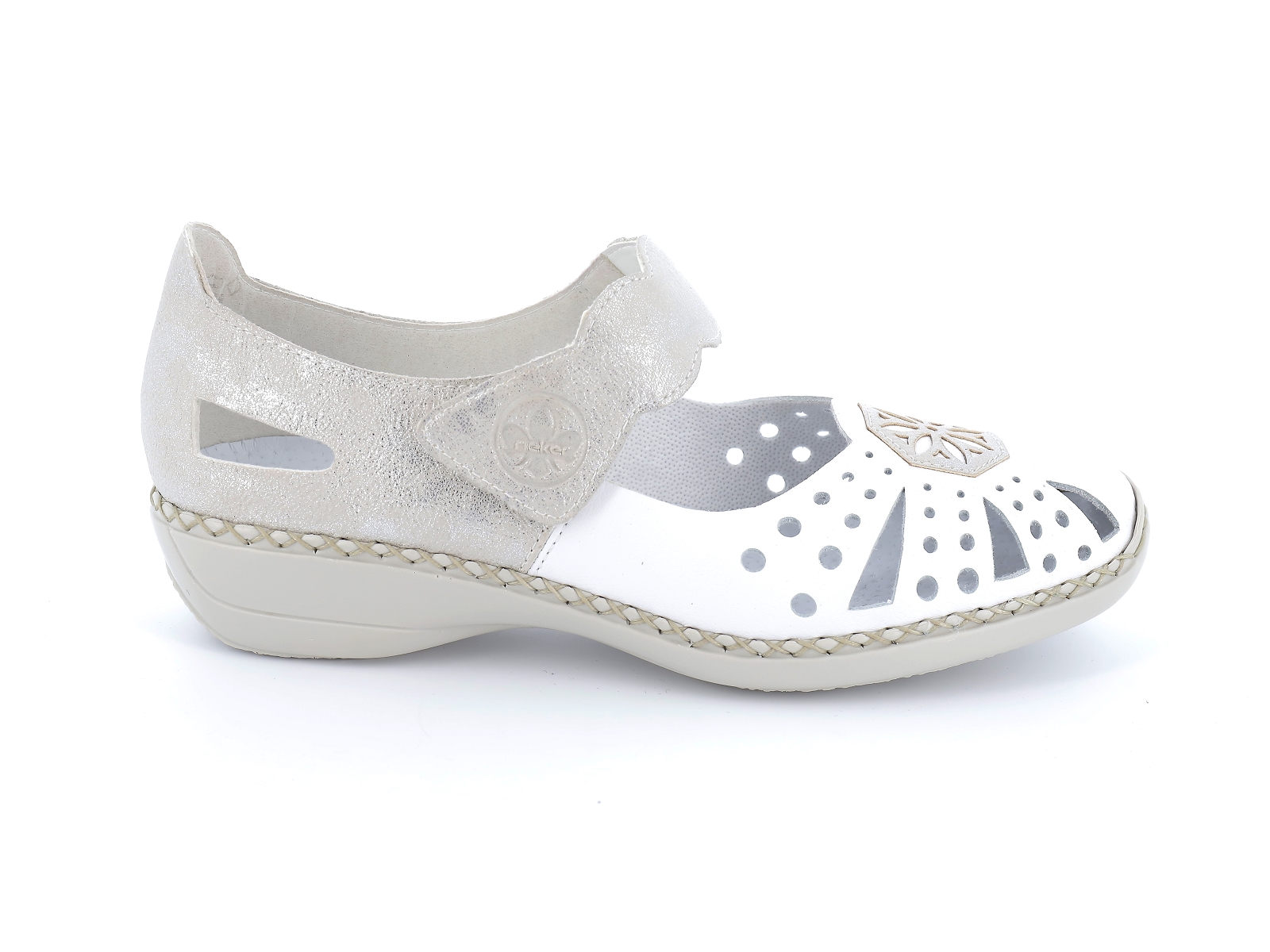Rieker-41368 Cuir Blanc Argent