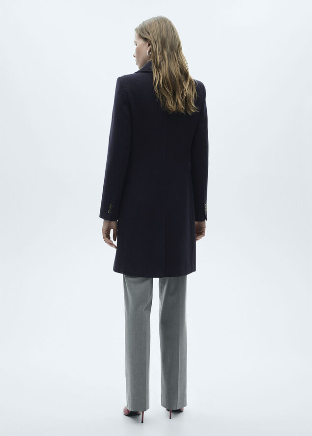 MANGO Double-breasted wool coat Navy