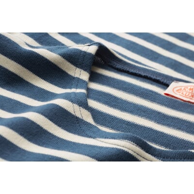 Herren-Ringelshirt, Blau-Ecru