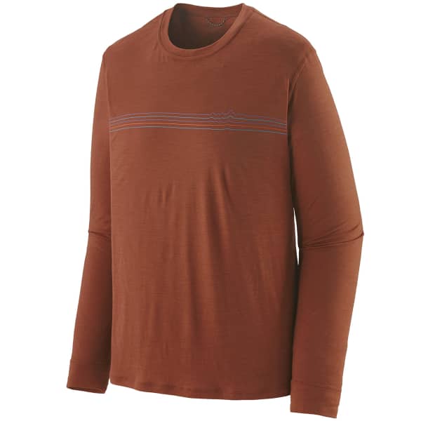 T-shirt randonnée PATAGONIA M'S L/S CAP COOL MERINO GRAPHIC SHIRT FITZ ROY FADER SISU BROWN