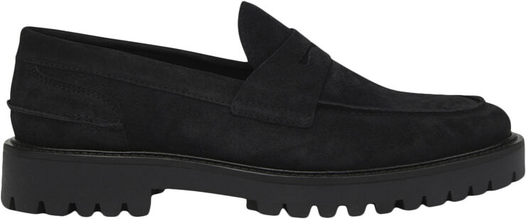 Garment Project Aaron Penny Loafer - Black Suede Black