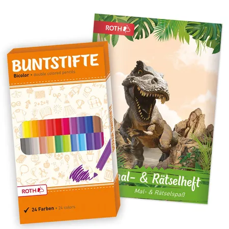 Roth Ausmal-Set+Buntstifte, Tyrannosaurus