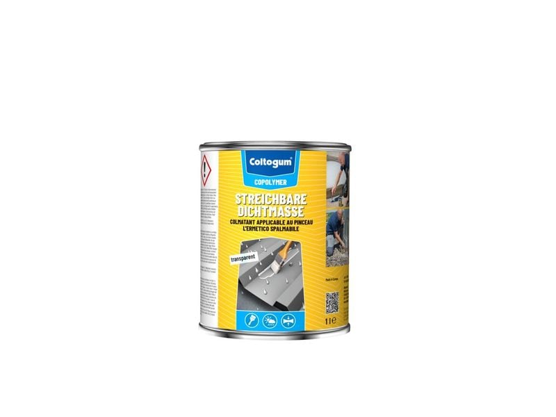 Coltogum Streichbare-Dichtmasse transparent 1 l Gebrauchsfertige, streichbare & dauerelastische 1K Dichtmasse