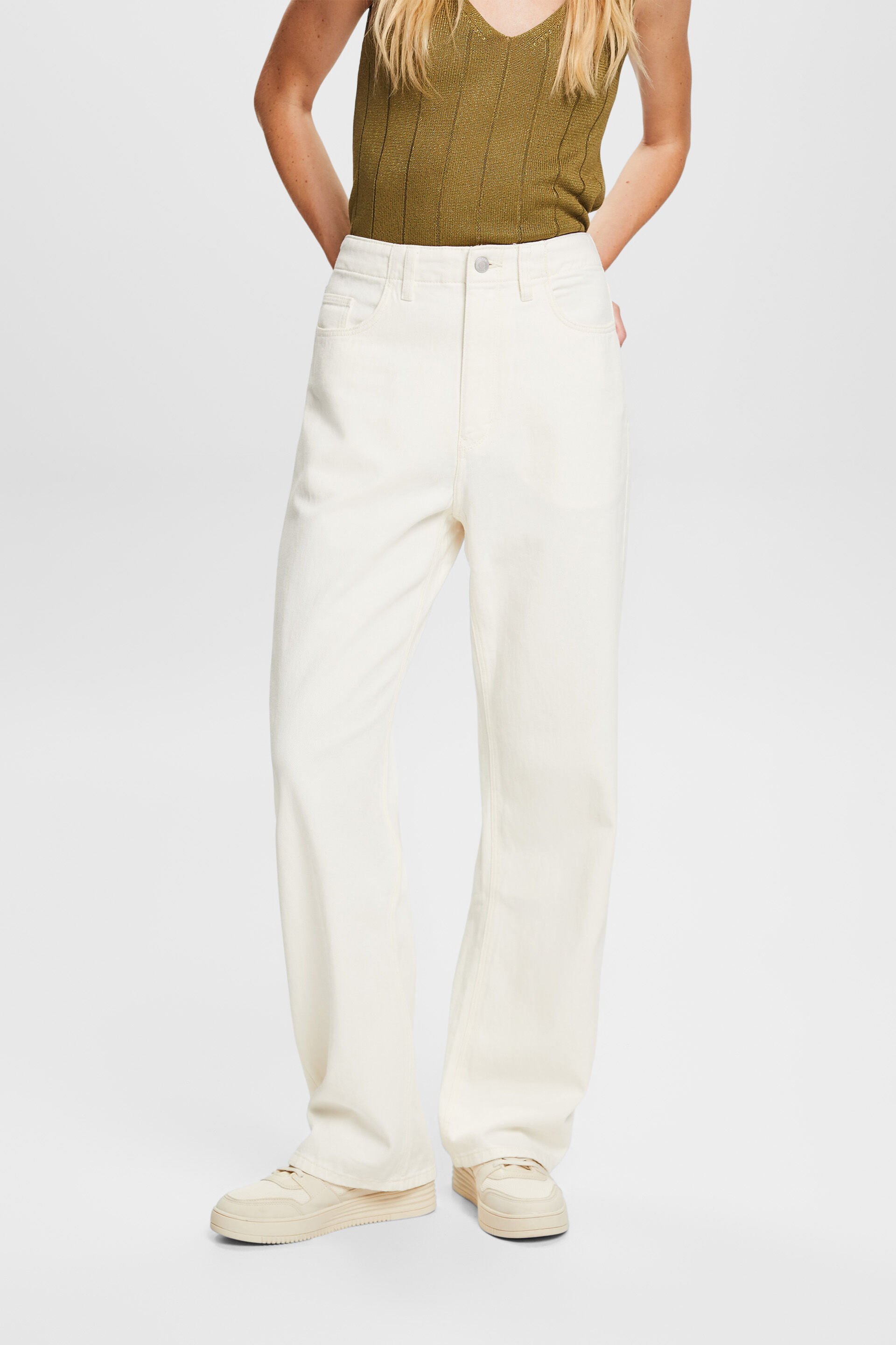Pantalon en twill à jambes larges, 100% coton