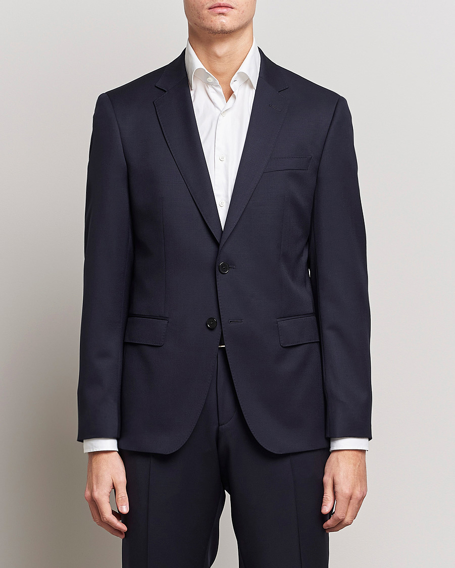 Huge Slim Fit Wool Blazer Dark Blue
