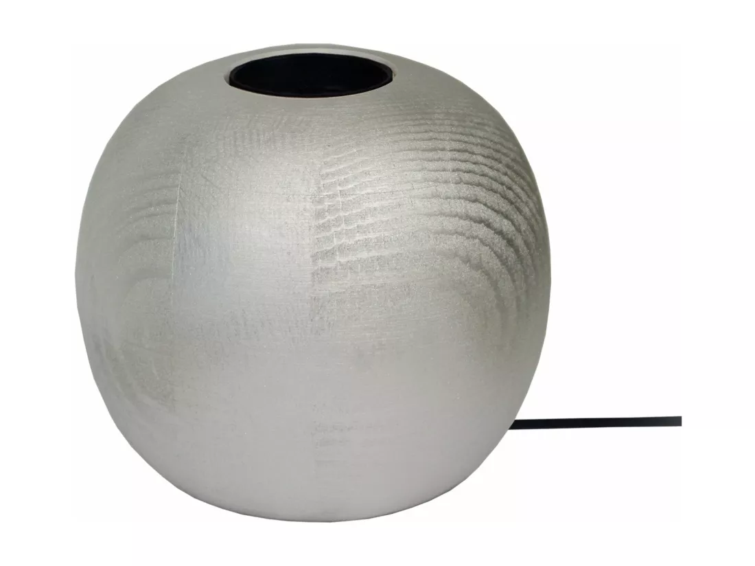 Pied de lampe globe bois aluminium 10 cm.