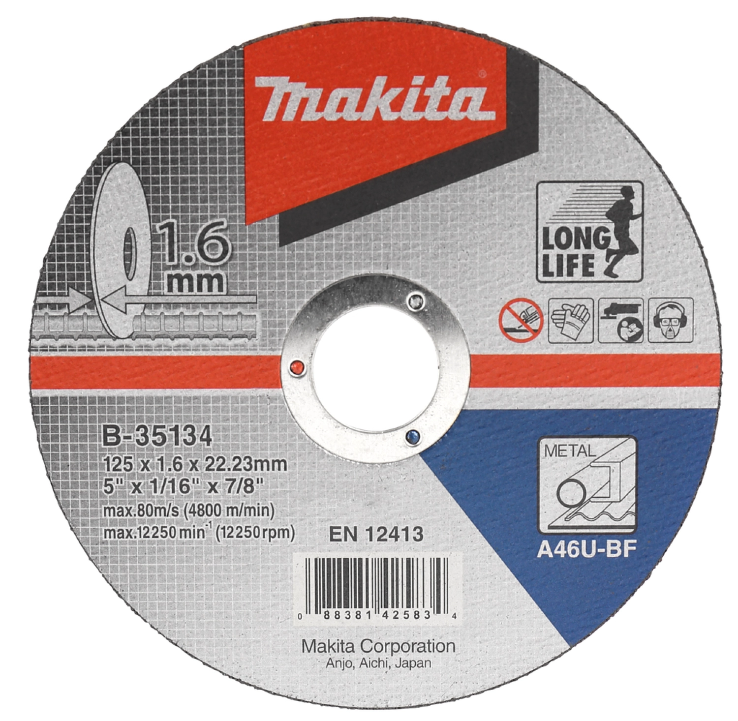 Makita B-35134 Doorslijpschijf 125x22,23x1,6mm staal (10st)