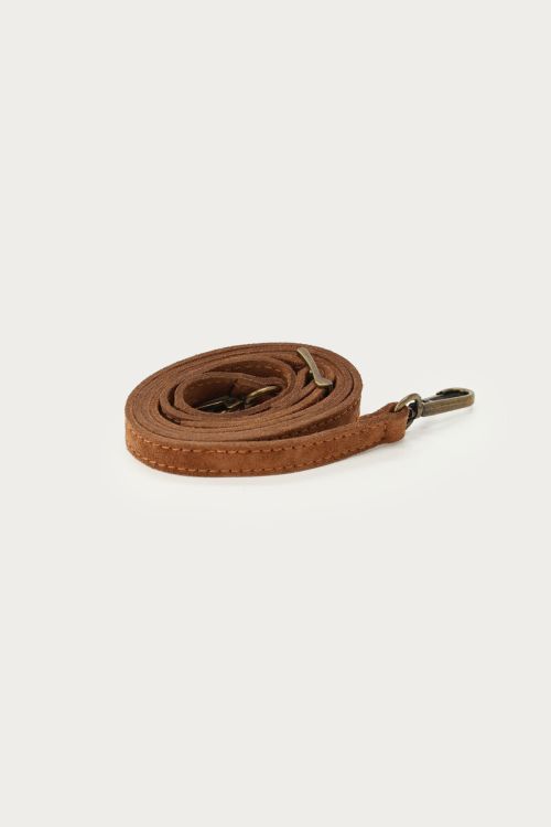 Cognac suède schoudertas met franjes